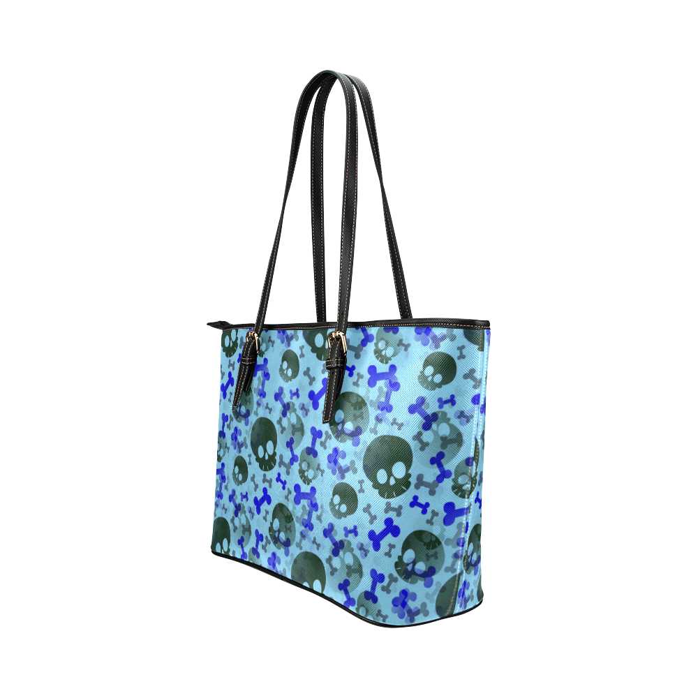 Skull Pirate Print Pattern Leather Tote Bag