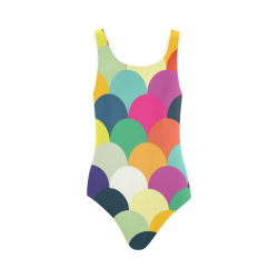 Colorful Circles Vest One Piece Swimsuit (Model S04)