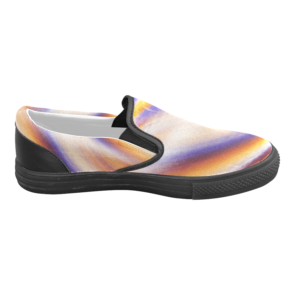 THE BIG WAVE Colorful Painting Men's Unusual Slip-on Canvas Shoes (Model 019)