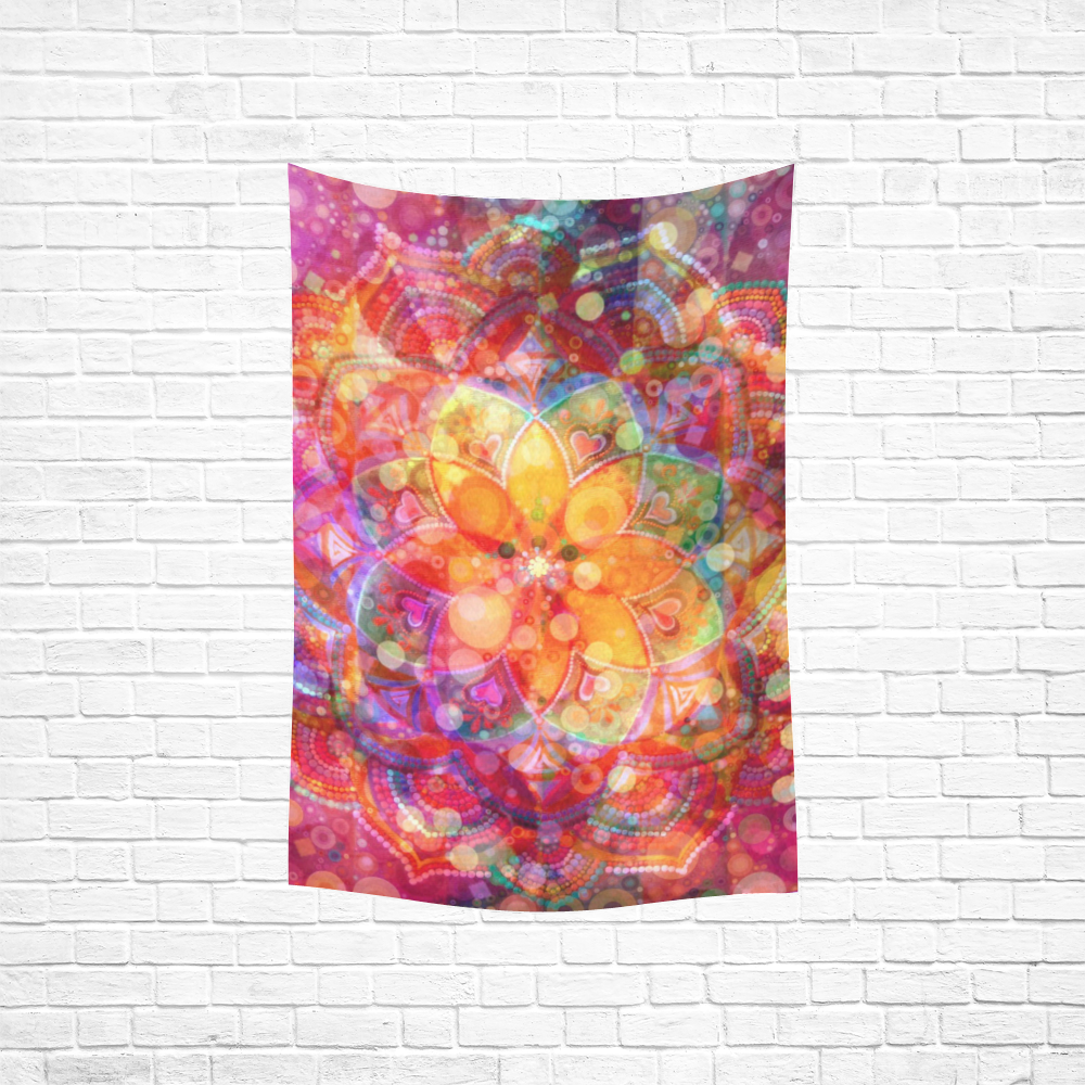 Dreaming Lotus Cotton Linen Wall Tapestry 40"x 60"