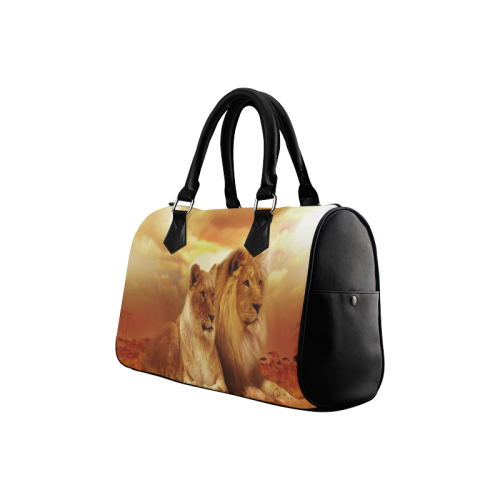 Lion Couple Sunset Fantasy Boston Handbag (Model 1621)