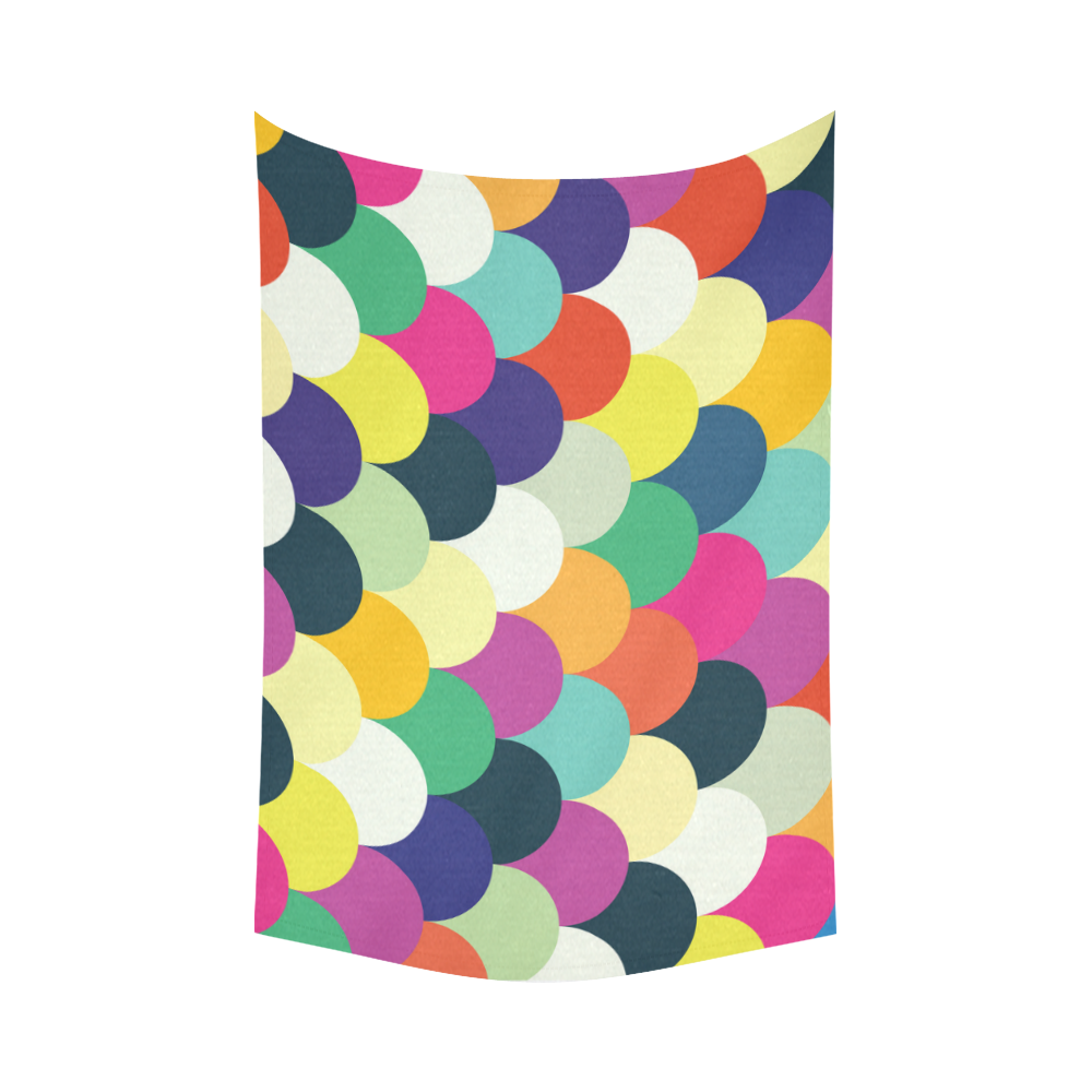 Colorful Circles Cotton Linen Wall Tapestry 90"x 60"