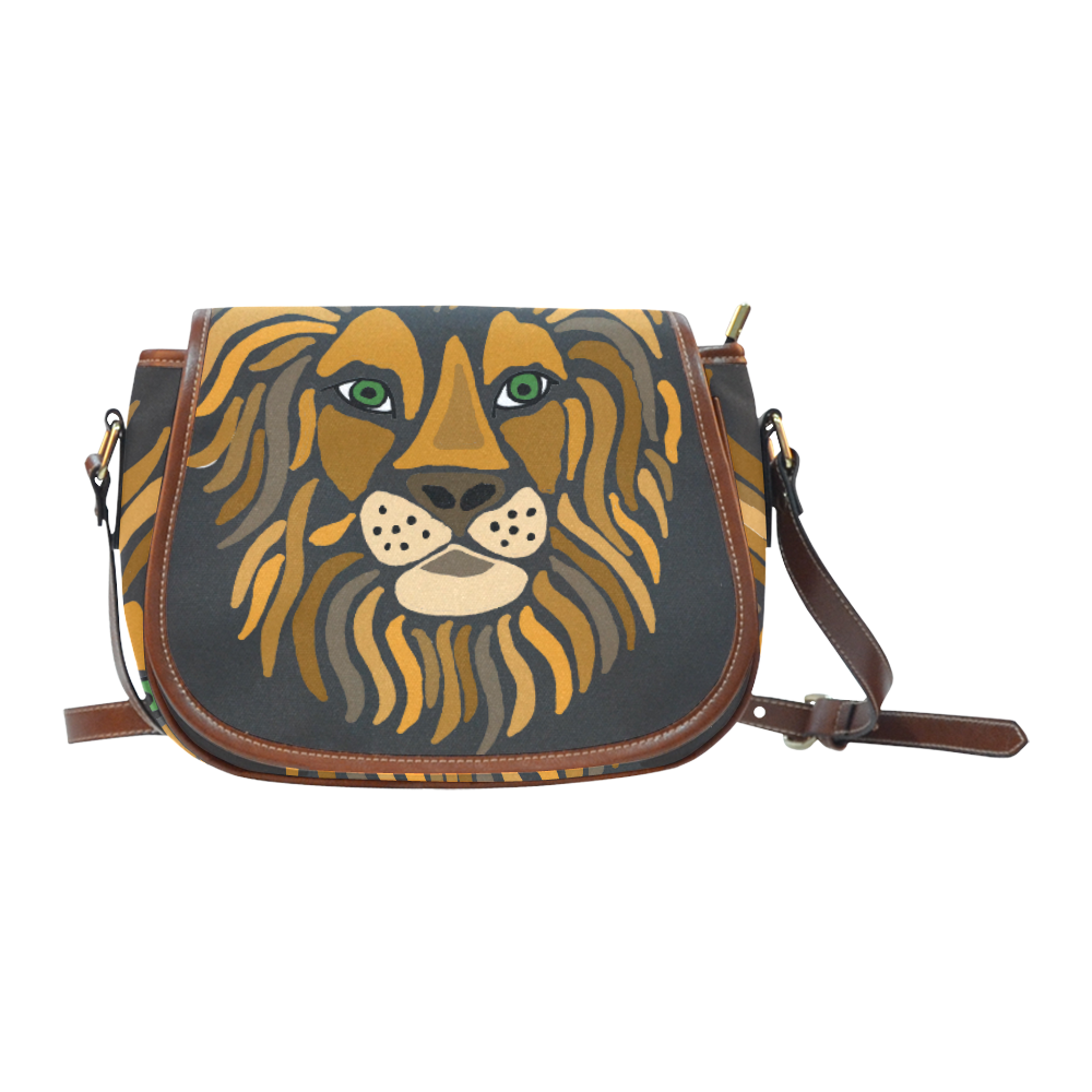 Artistic Cool Lion Abstract Art Saddle Bag/Large (Model 1649)