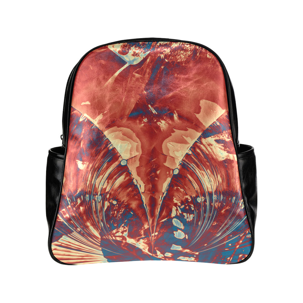 Abstract Fractal Painting - dark red blue beige Multi-Pockets Backpack (Model 1636)