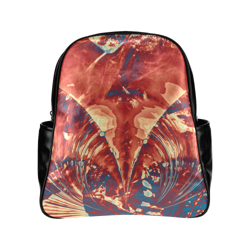 Abstract Fractal Painting - dark red blue beige Multi-Pockets Backpack (Model 1636)