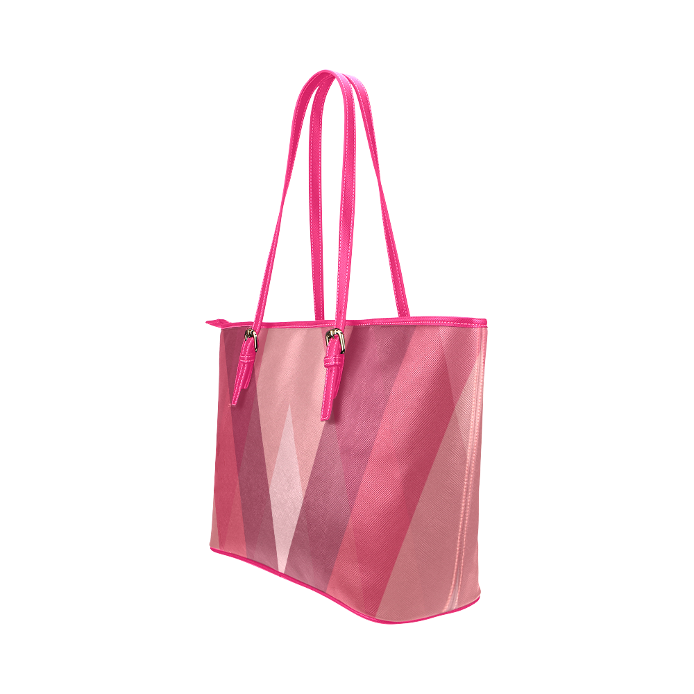 Pink Harlequin Pattern by ArtformDesigns Leather Tote Bag/Large (Model 1651)