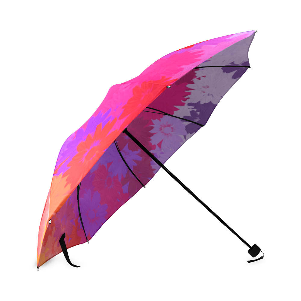 Purple, Pink and Orange Flowers Foldable Umbrella (Model U01)