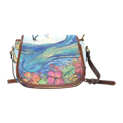 Hawaiian Floral Wave Saddle Bag/Large (Model 1649)