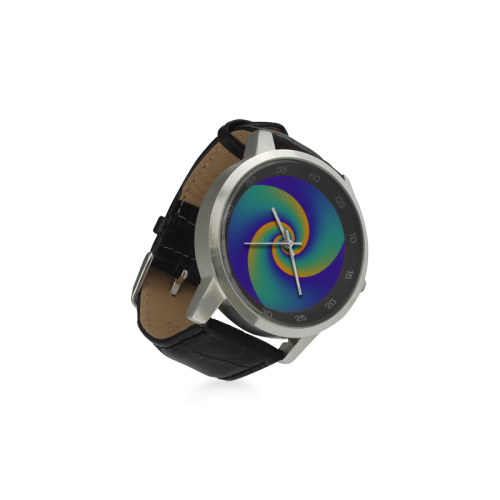 POWER SPIRAL SOFT - Violet, Ocean Green, Orange Unisex Stainless Steel Leather Strap Watch(Model 202)