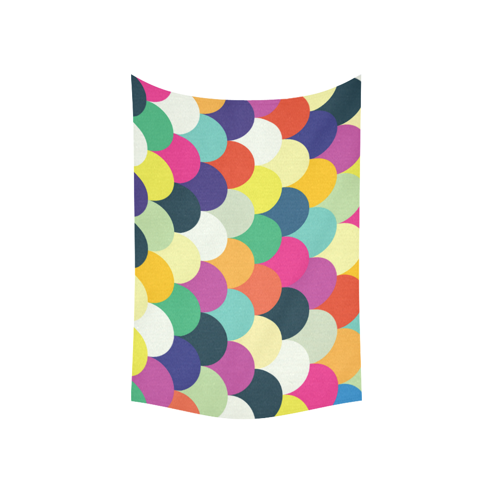 Colorful Circles Cotton Linen Wall Tapestry 60"x 40"