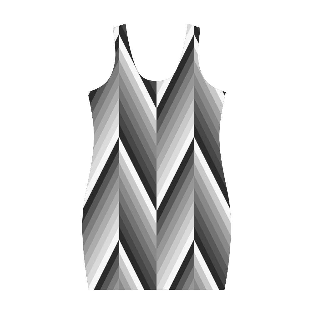 Black and White Herringbone by ArtformDesigns Medea Vest Dress (Model D06)