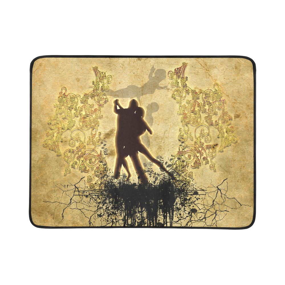 Dancing couple on vintage background Beach Mat 78"x 60"