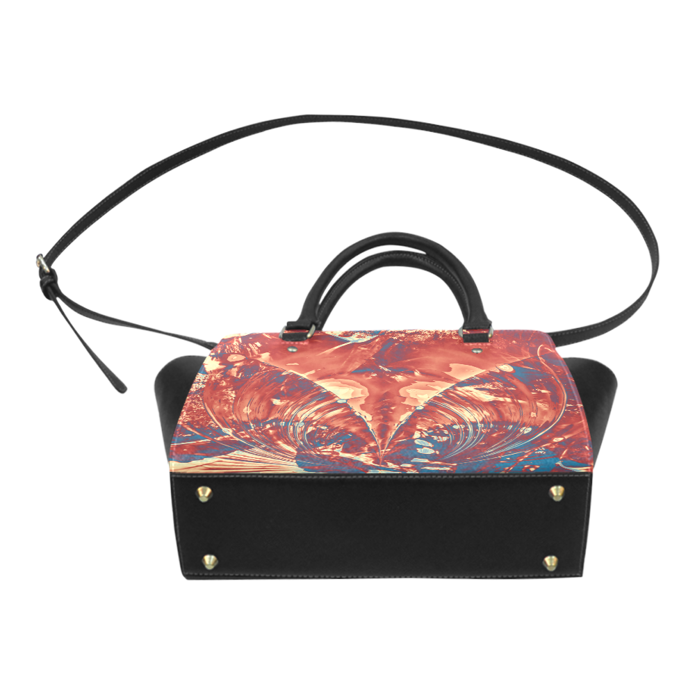 Abstract Fractal Painting - dark red blue beige Classic Shoulder Handbag (Model 1653)