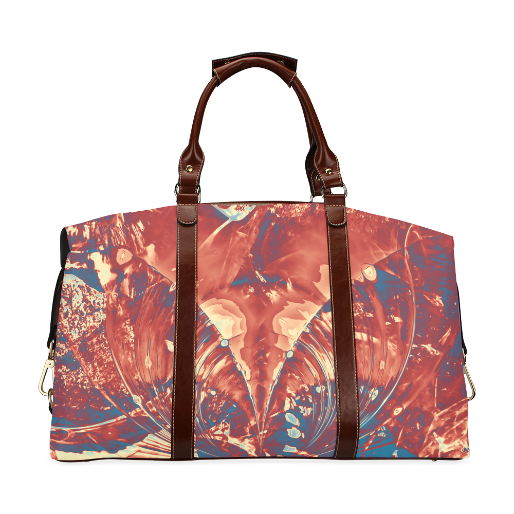 Abstract Fractal Painting - dark red blue beige Classic Travel Bag (Model 1643)