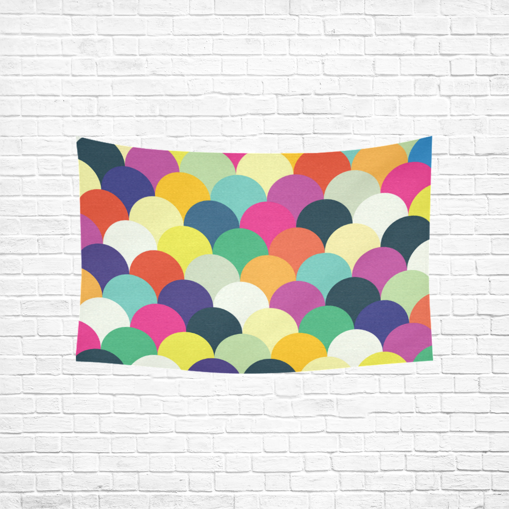 Colorful Circles Cotton Linen Wall Tapestry 60"x 40"