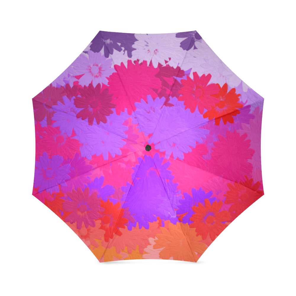 Purple, Pink and Orange Flowers Foldable Umbrella (Model U01)