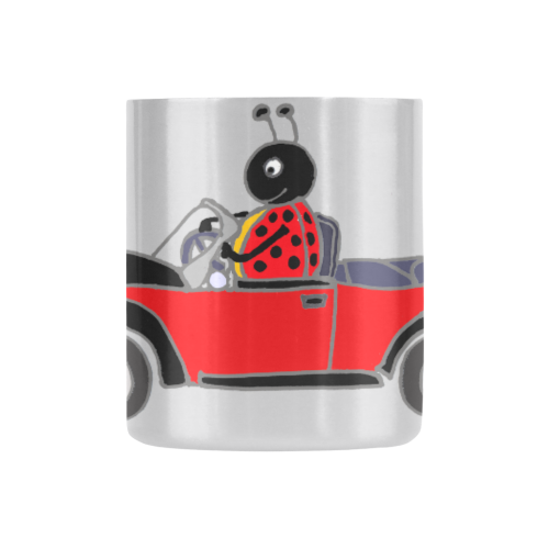 Funny Ladybug Driving Red Convertible Car Classic Insulated Mug(10.3OZ)