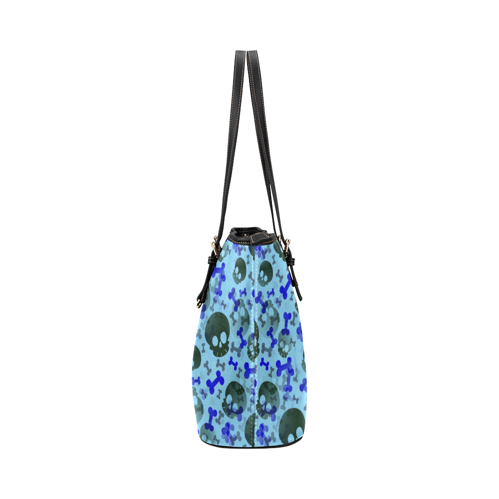Pirate Skull Print Pattern Leather Tote Bag