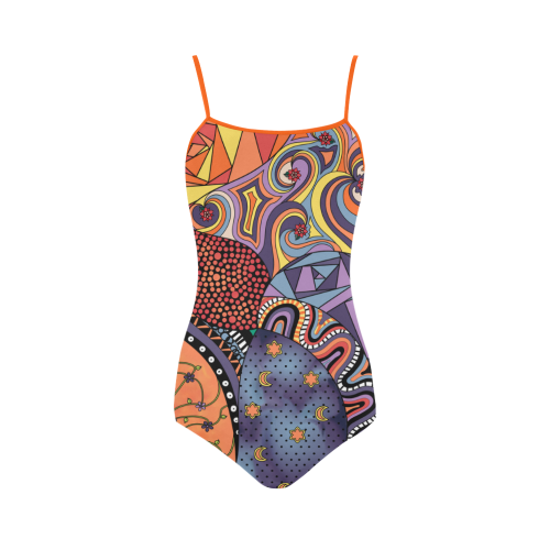 Tangle Doodle Pattern by ArtformDesigns Strap Swimsuit ( Model S05)