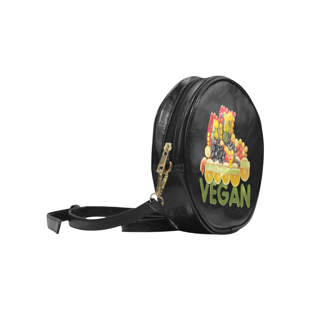 VEGAN FIT and have FUN Fruits Vegetables Round Sling Bag (Model 1647)
