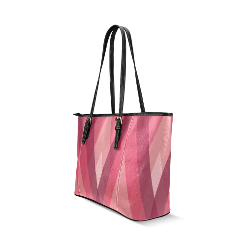 Pink Harlequin Pattern by ArtformDesigns Leather Tote Bag/Large (Model 1640)
