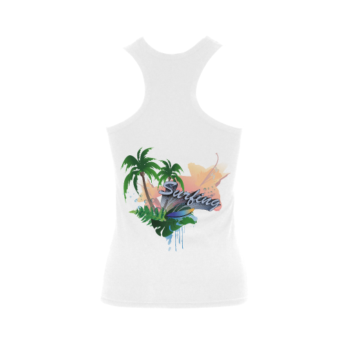 Tropical design with surfboard Women's Shoulder-Free Tank Top (Model T35)