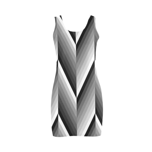 Black and White Herringbone by ArtformDesigns Medea Vest Dress (Model D06)