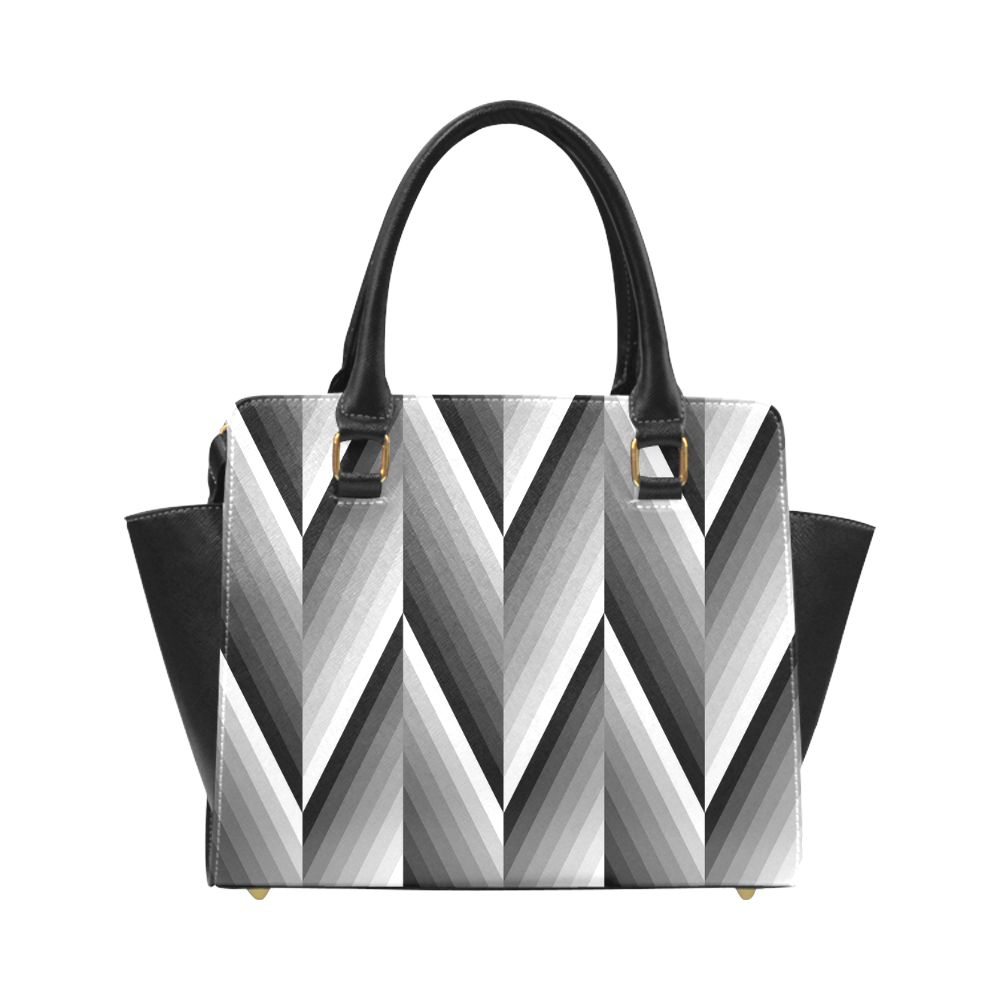 Black and White Herringbone by ArtformDesigns Classic Shoulder Handbag (Model 1653)