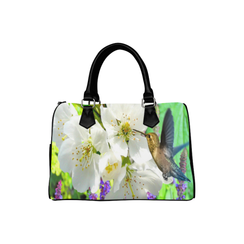 Peach Blossom Hummingbird Boston Handbag (Model 1621)