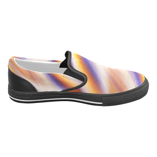 THE BIG WAVE Colorful Painting Men's Slip-on Canvas Shoes (Model 019)