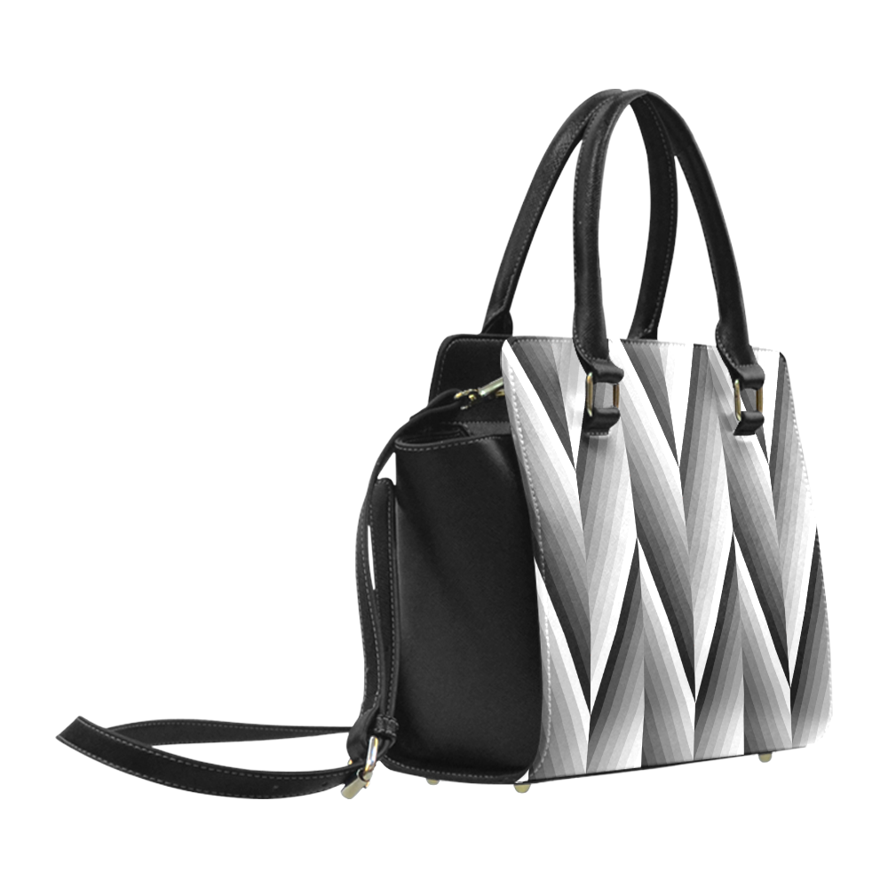 Black and White Herringbone by ArtformDesigns Classic Shoulder Handbag (Model 1653)