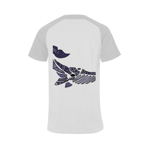 Artistic Blue Whale Abstract Art Men's Raglan T-shirt Big Size (USA Size) (Model T11)