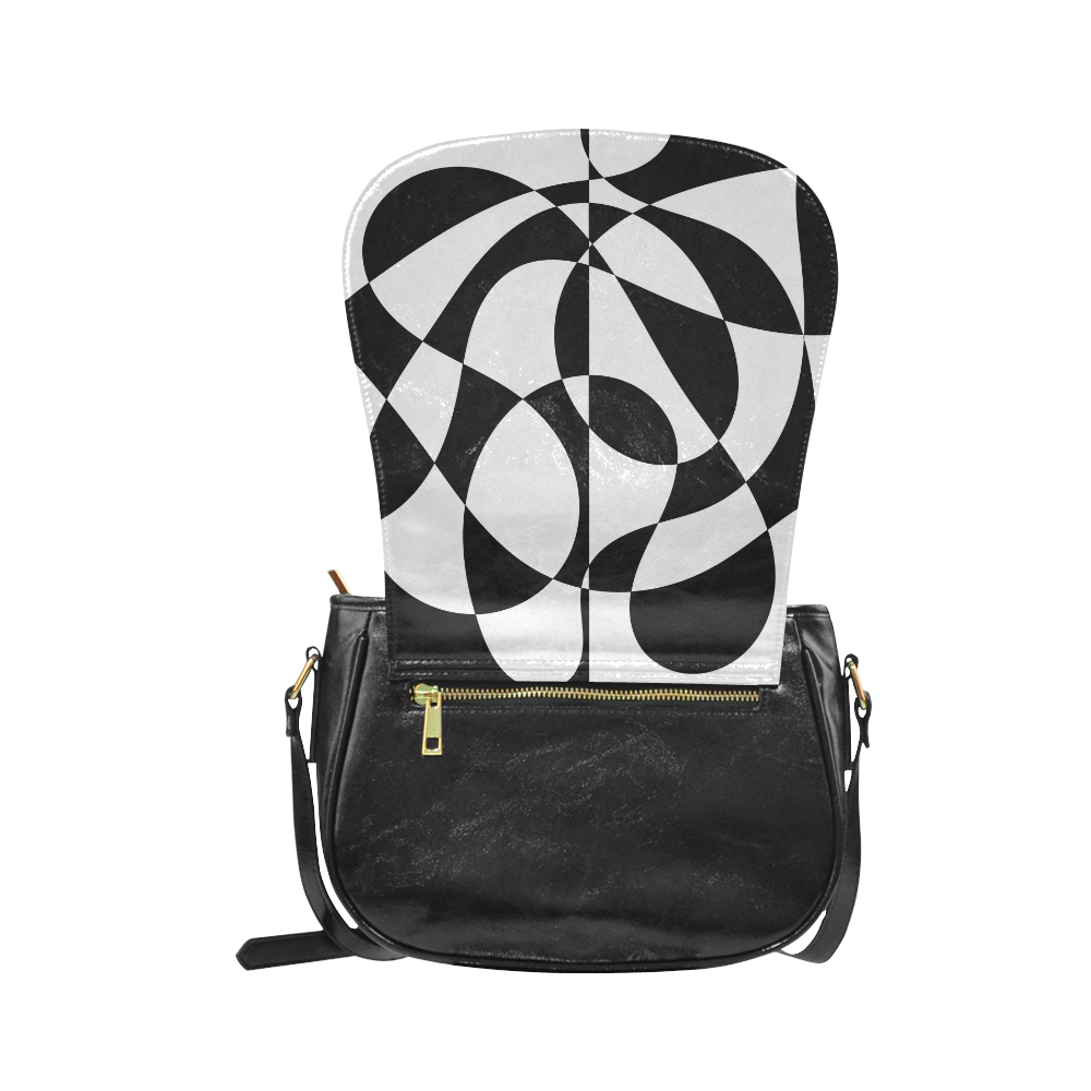 Black and White Retro Abstract by ArtformDesigns Classic Saddle Bag/Large (Model 1648)