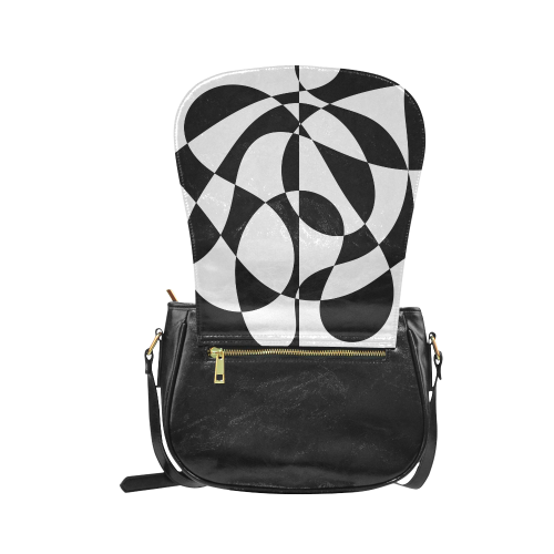 Black and White Retro Abstract by ArtformDesigns Classic Saddle Bag/Large (Model 1648)