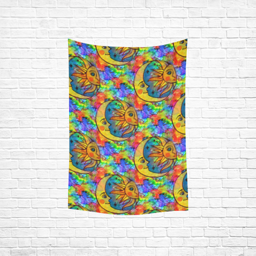 Sun N Moon Hippy Rainbow Cotton Linen Wall Tapestry 40"x 60"