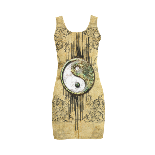 Ying and yang with decorative floral elements Medea Vest Dress (Model D06)