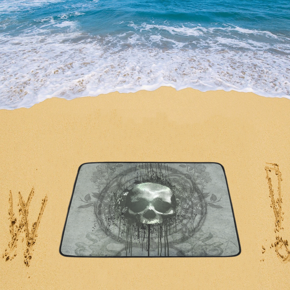 Awesome skull with bones and grunge Beach Mat 78"x 60"