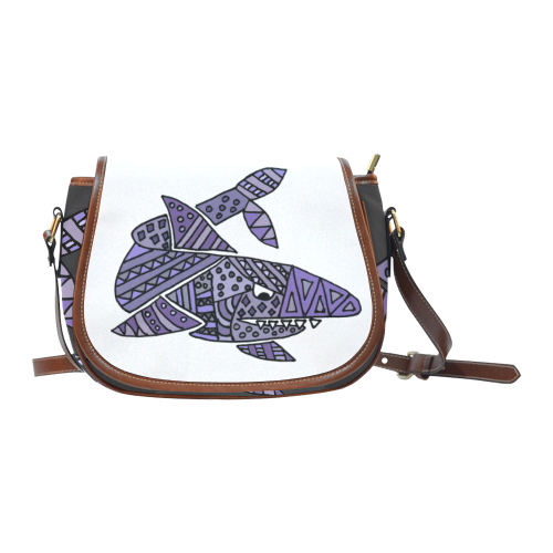 Artsy Blue Shark Abstract Art Saddle Bag/Large (Model 1649)