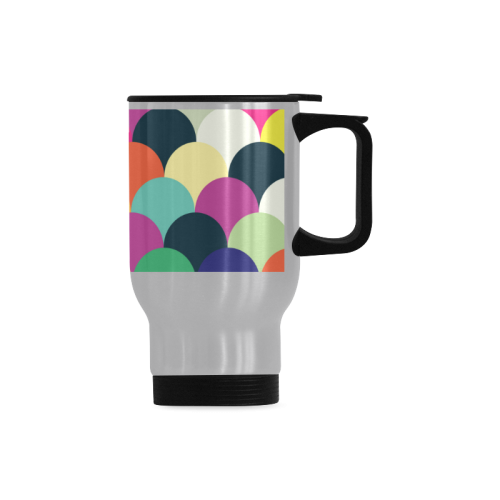 Colorful Circles Travel Mug (Silver) (14 Oz)