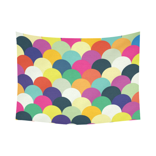 Colorful Circles Cotton Linen Wall Tapestry 80"x 60"