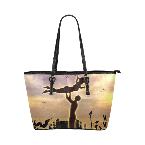 Dance with me in the night Leather Tote Bag/Small (Model 1651)