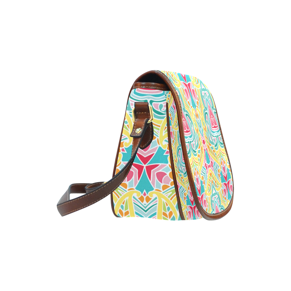 Zandine 0409 bright summer floral pattern Saddle Bag/Small (Model 1649) Full Customization