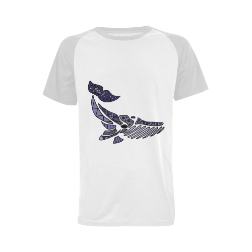 Artistic Blue Whale Abstract Art Men's Raglan T-shirt Big Size (USA Size) (Model T11)