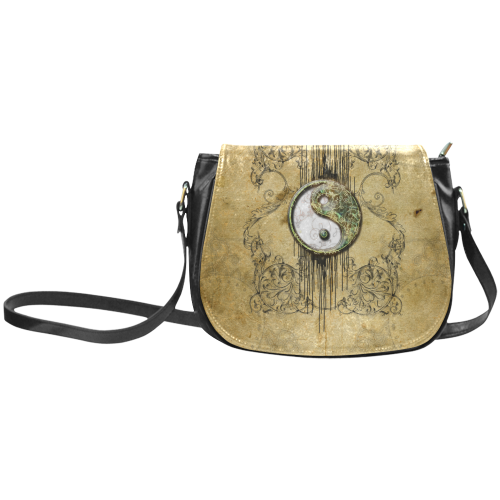Ying and yang with decorative floral elements Classic Saddle Bag/Large (Model 1648)