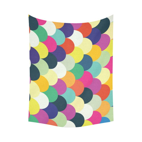 Colorful Circles Cotton Linen Wall Tapestry 80"x 60"
