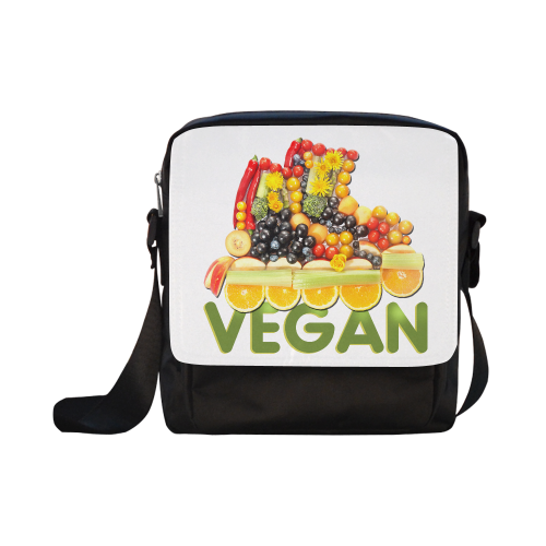 VEGAN FIT and have FUN Fruits Vegetables Crossbody Nylon Bags (Model 1633)