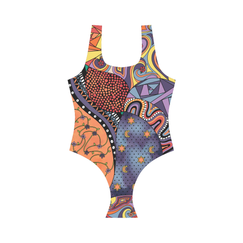 Tangle Doodle Pattern by ArtformDesigns Vest One Piece Swimsuit (Model S04)