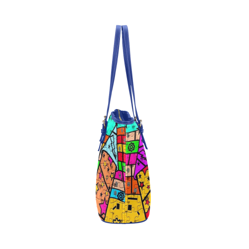 Fireworks by Popart Lover Leather Tote Bag/Large (Model 1651)