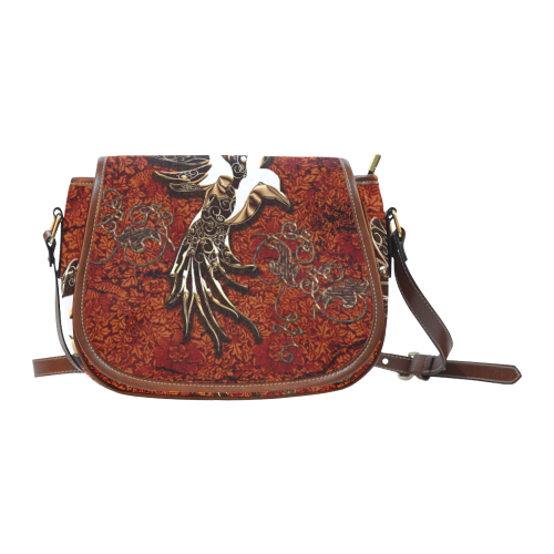 Wonderful bird made of floral elements Saddle Bag/Large (Model 1649)