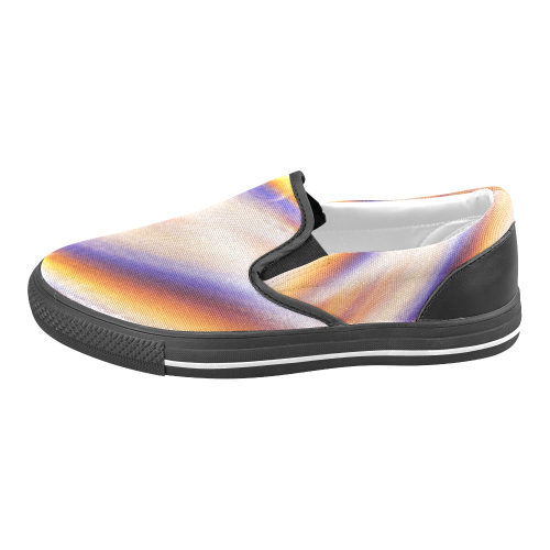 THE BIG WAVE Colorful Painting Men's Slip-on Canvas Shoes (Model 019)